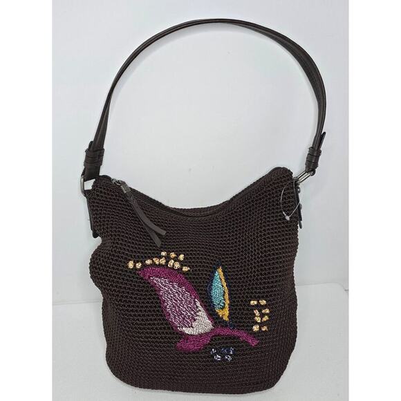 THE SAK SEQUOIA CROCHET HOBO COFFEE LEAF SHOULDER TOTE BAG PURSE MSRP $125 - Picture 1 of 11